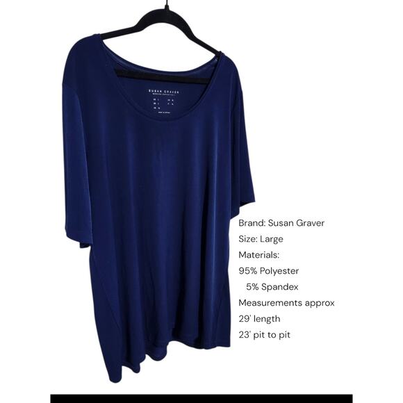 Susan Graver‎ Women's Modern Essentials Knit Blouse Navy Blue Shirt - Picture 5 of 5